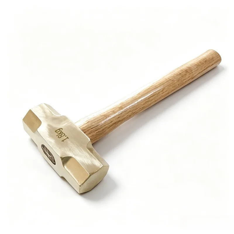 Brass Octagonal Hammer Wooden Handle Hammers Professional Woodworking Hand Hammer Explosion-proof Portable Manual Hammers