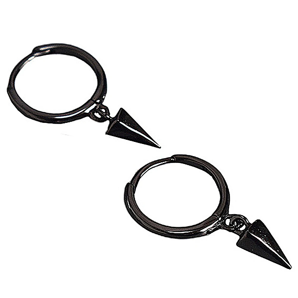 

1 Pair of Brief Silver Geometrical Cone Ear Drops Lovely Earings Jewelry Decor for Women Men (Black)
