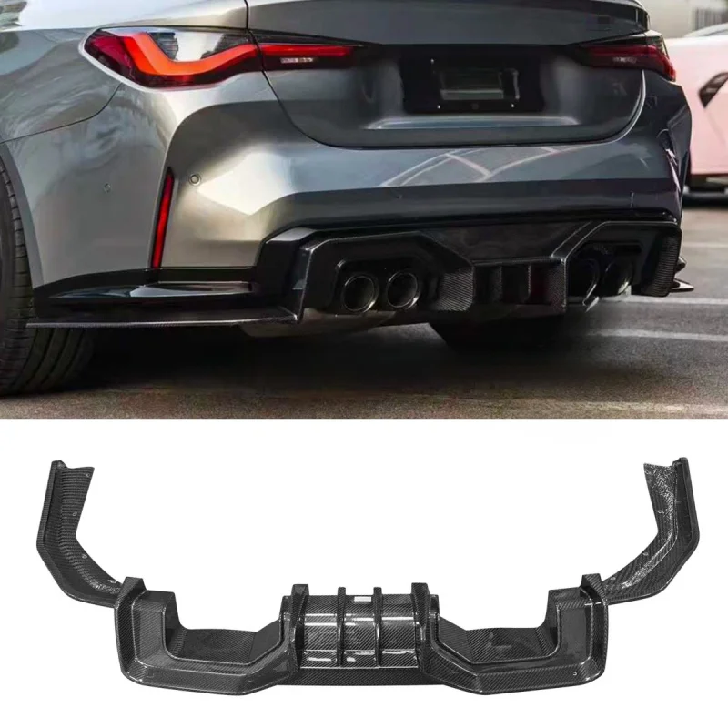 For BMW M3 G80 4-Door M4 G82 G83 2-Door 2021+ AO Style Dry Carbon Fiber Rear Bumper Diffuser