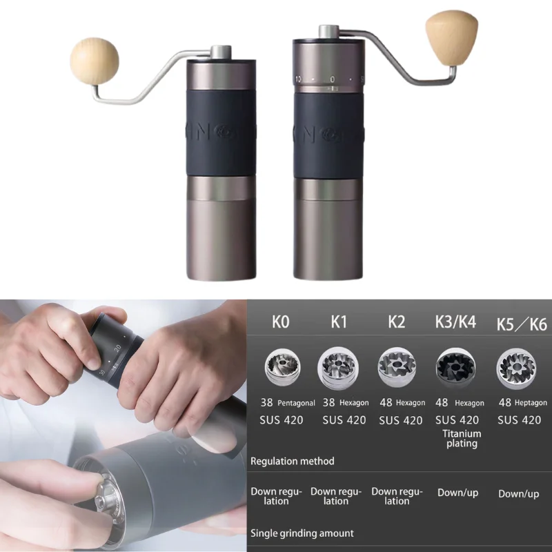 

Kingrinder Manual Coffee Grinder Portable Coffee Mill Stainless Steel Titanium 48mm Burr High-end Grinding Core Espresso Machine