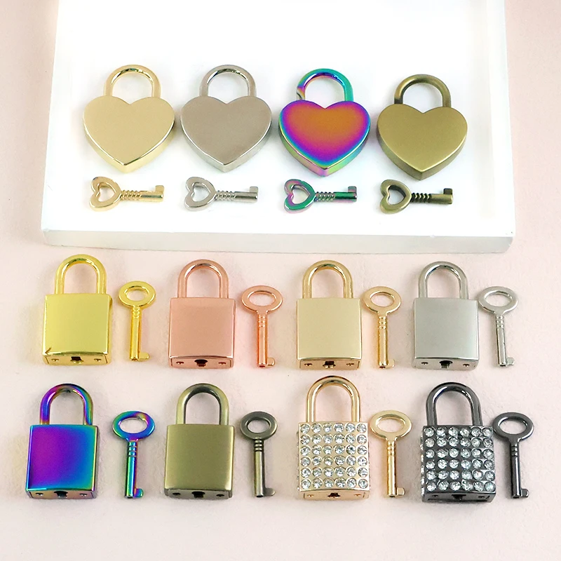 

2/5Sets Meetee Bag Padlock Clasp Woman Handbag Key Lock Hang Padlocks Buckle Twist Turn Mortise Latch Clasps Hardware Accessory