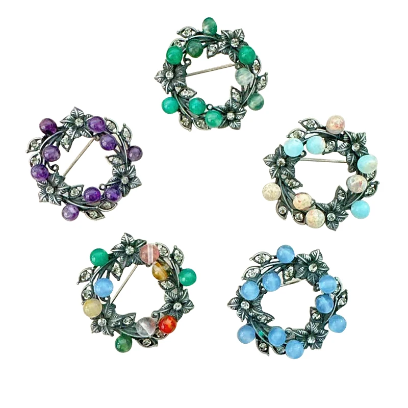 

Blue/Purple/Green/Pink/Color Stone Women's Brooches Crystal Bouquet Pins Clothing Coat Vintage Jewelry