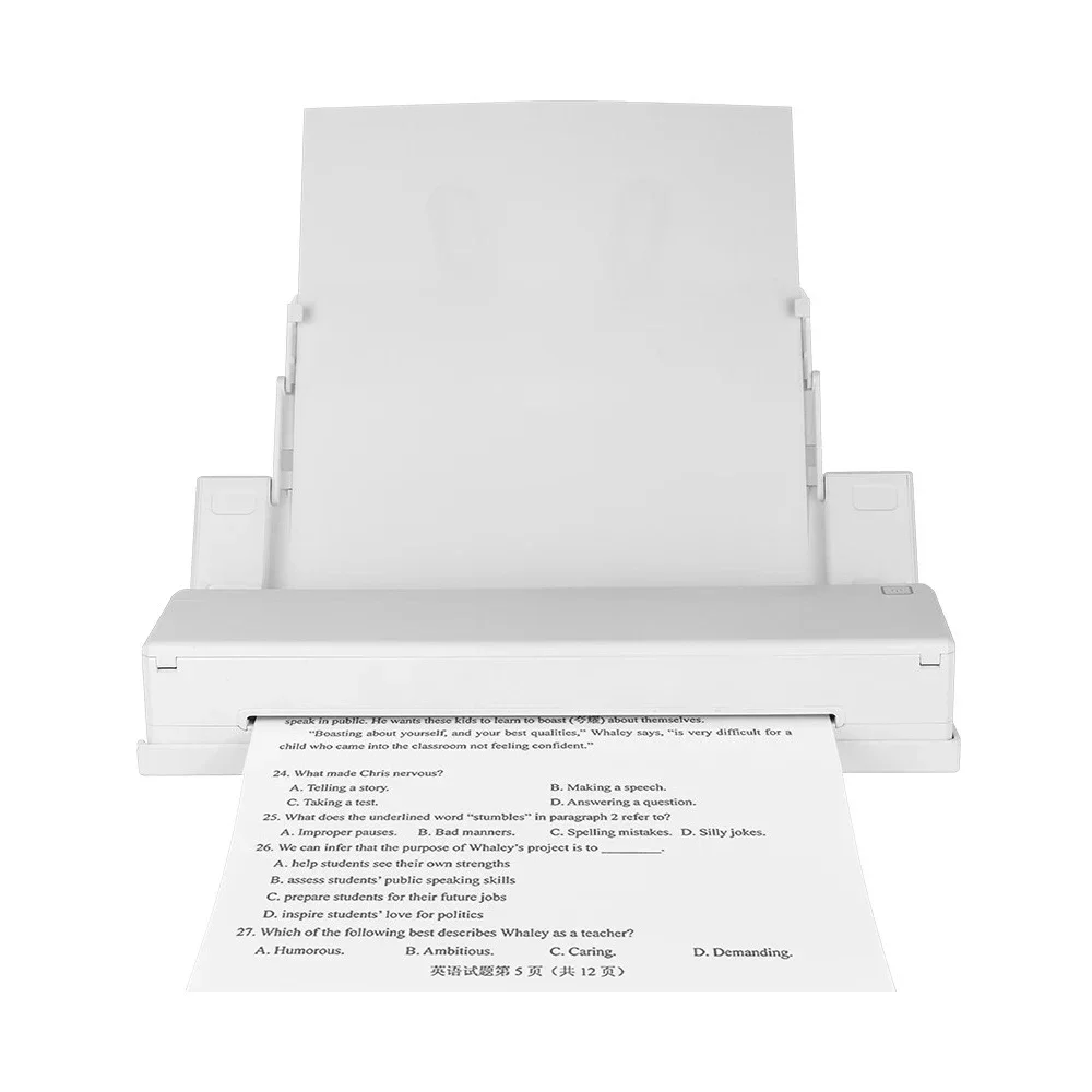 Portable Mini A4  Inkjet Printer Wireless for Travel Documents Photos USB Interface Color Style for Paper Material