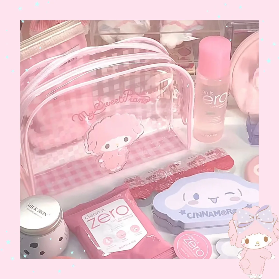 Sanrio My Sweet Piano Cute Cartoon Storage Bag Kawaii Cosmetic Bag Lovely Periphery Coin Purse Adorkable Handbags Holiday Gift