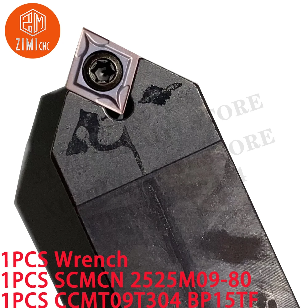1PCS SCMCN2525M09 external turning holder 25mm +1PCS CCMT09T304 50 degree Carbide insert CNC metal lathe mechanical cutting tool