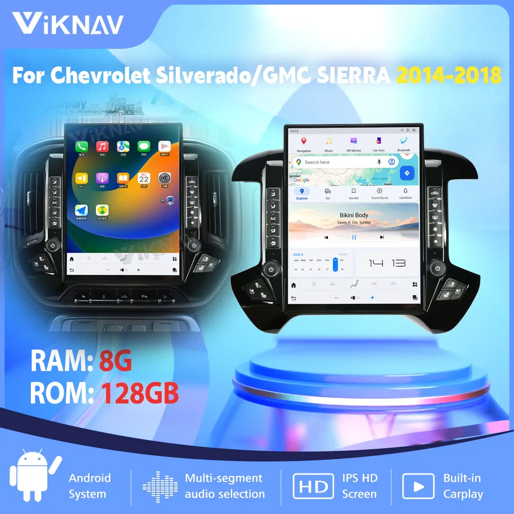 

15.6 Inch Android 13 Car Radio For Chevrolet Silverado/GMC SIERRA 2014-2018 Carplay GPS Navigation Multimedia Player Head Unit