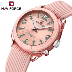 NAVIFORCE zegarki damskie luksusowa moda wodoodporna bransoletka silikonowa elegancki damski świecący zegarek kwarcowy Relogio Feminino