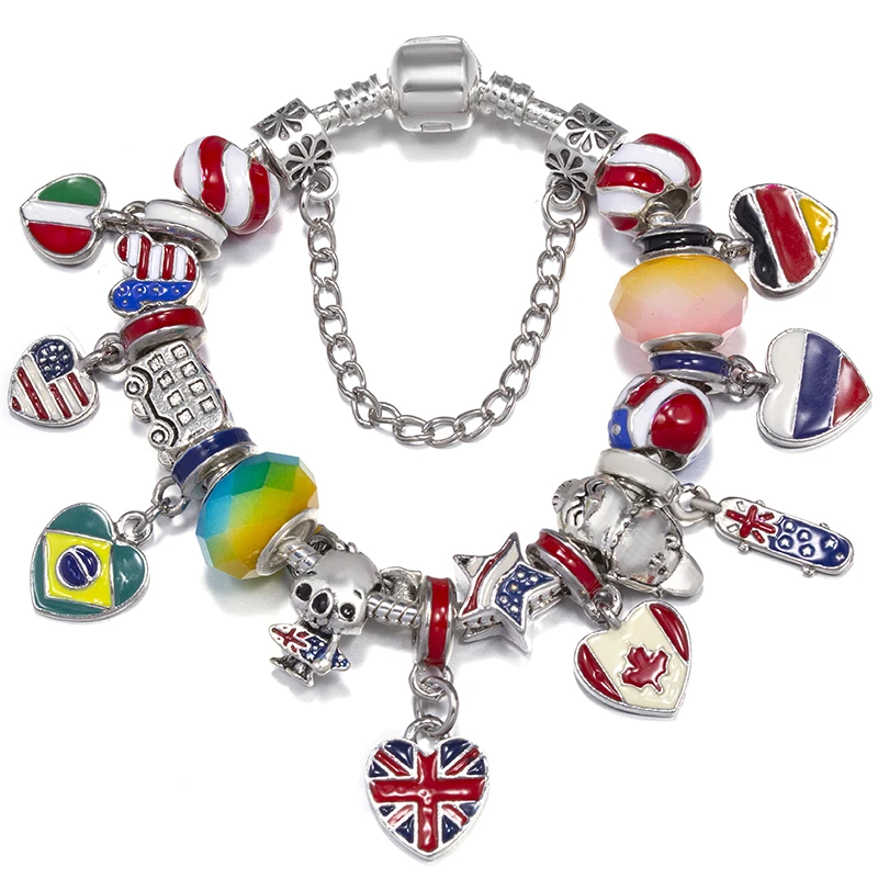 BAOPON Frühling Stile Schmetterling Stiefmütterchen Perlen Charme Armbänder DIY Feine Armbänder Für Frauen Männer Verlobte Bijoux Pulseras Schmuck Geschenk