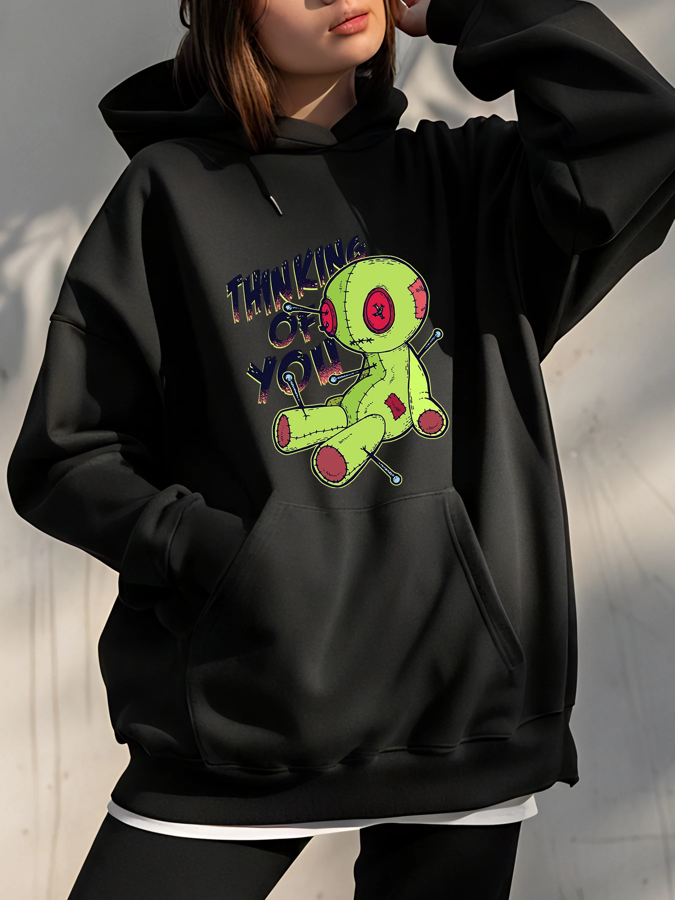 

Толстовка с капюшоном Thinking Of You, кукла Вуду, принт, унисекс, повседневная уличная толстовка, женский и мужской модный топ с капюшоном