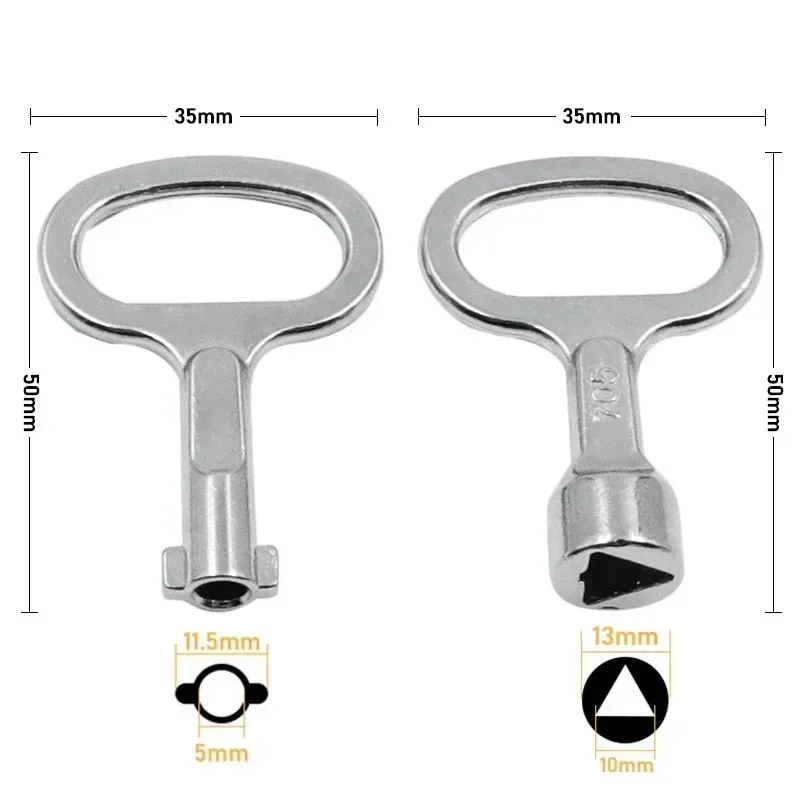 Llave triangular resistente y duradera de aleación de Zinc, resistente al desgaste, válvula de ascensor eléctrico Universal, interruptor pequeño