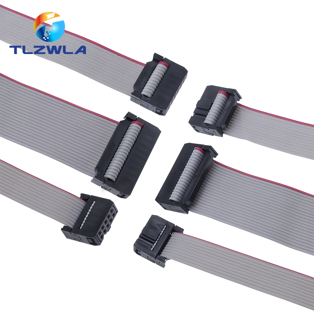 1PCS 2.54mm Pitch JTAG ISP Gray Flat Ribbon Data Cable FC-6/8/10/12/14/16/18/20/24/26/30/34/40/50 Pin FOR DC3 F/F IDC Box Header