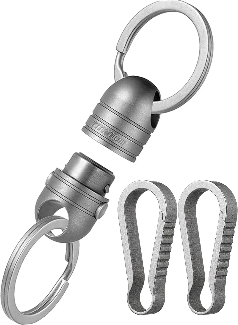 Titanium Magnetic Quick Release Keychain + 2pcs Titanium Key Ring Hooks Portable EDC Key Connector Accessories for CarHouse Keys