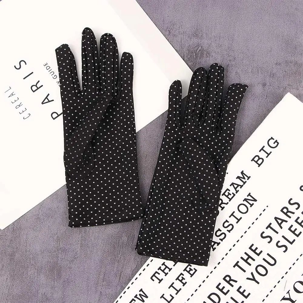 Thin Etiquette Spring Anti-UV Summer Spandex Dots Gloves Sunscreen Driving Gloves Women Gloves