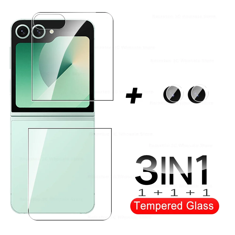 For Samsung Galaxy Z Flip6 Camera Lens Glass Samsun Z Flip ZFlip 6 Flip6 ZFlip6 Rear Tempered Glass 3in1 Screen Protector Films