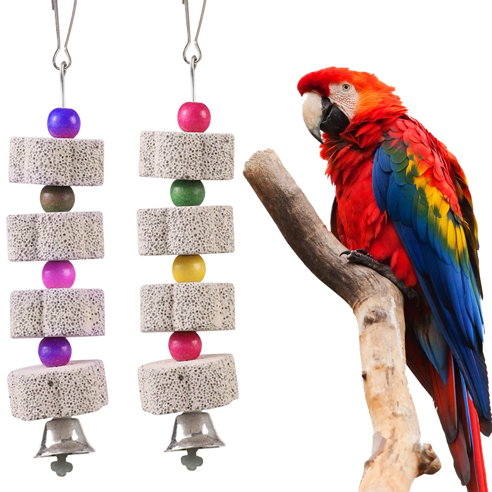 Stone Mineral for Ornament Parrot Pet Supplies Bird Cage Toy Grinding Stone Flower Shape Chew Bite Hang Style Parakeet Toy 1Pc