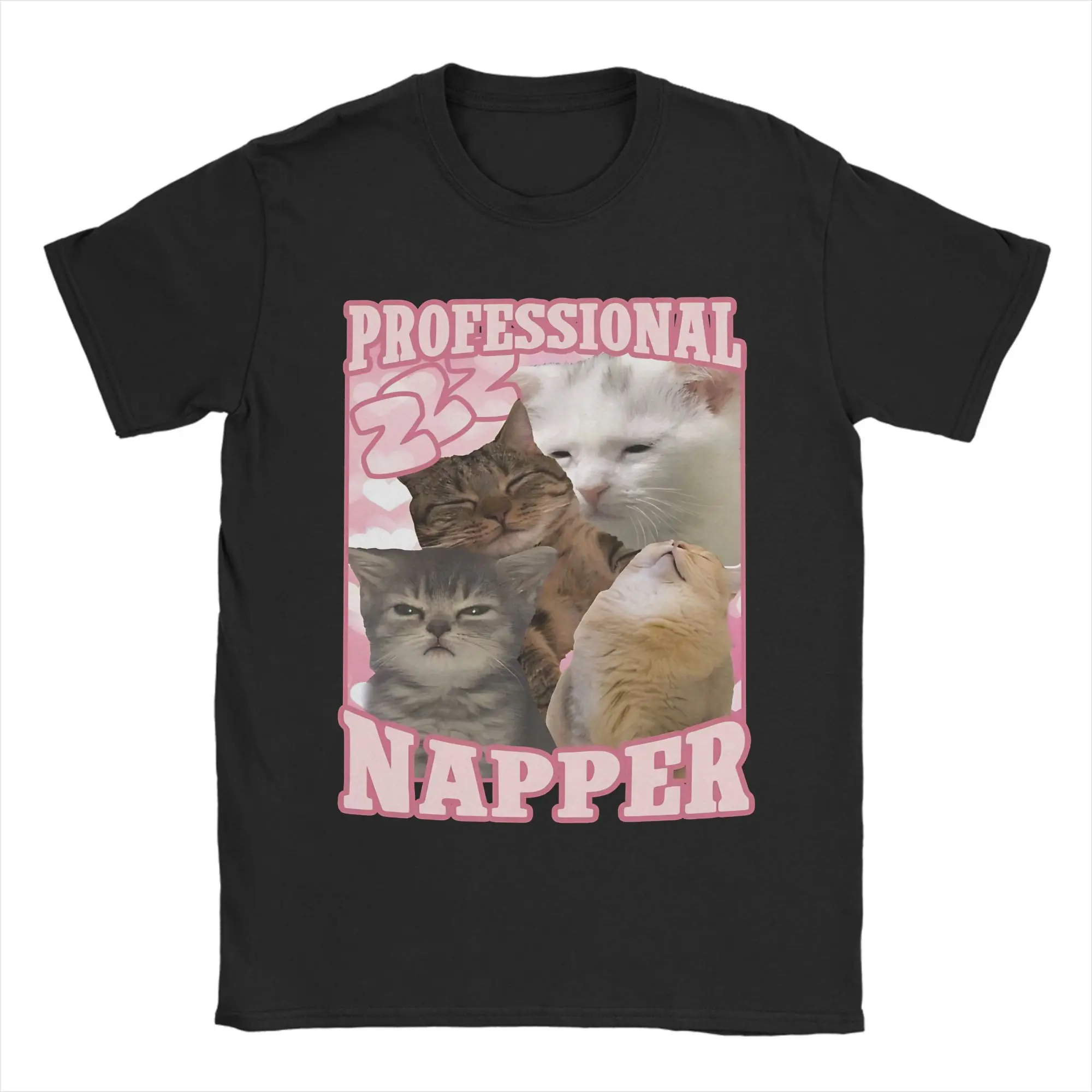 Professional Napper Funny Cat Memes T Shirt Couple  Vintage T Shirts Summer Round Neck Trending Tee Shirt Loose Plus Size Tops