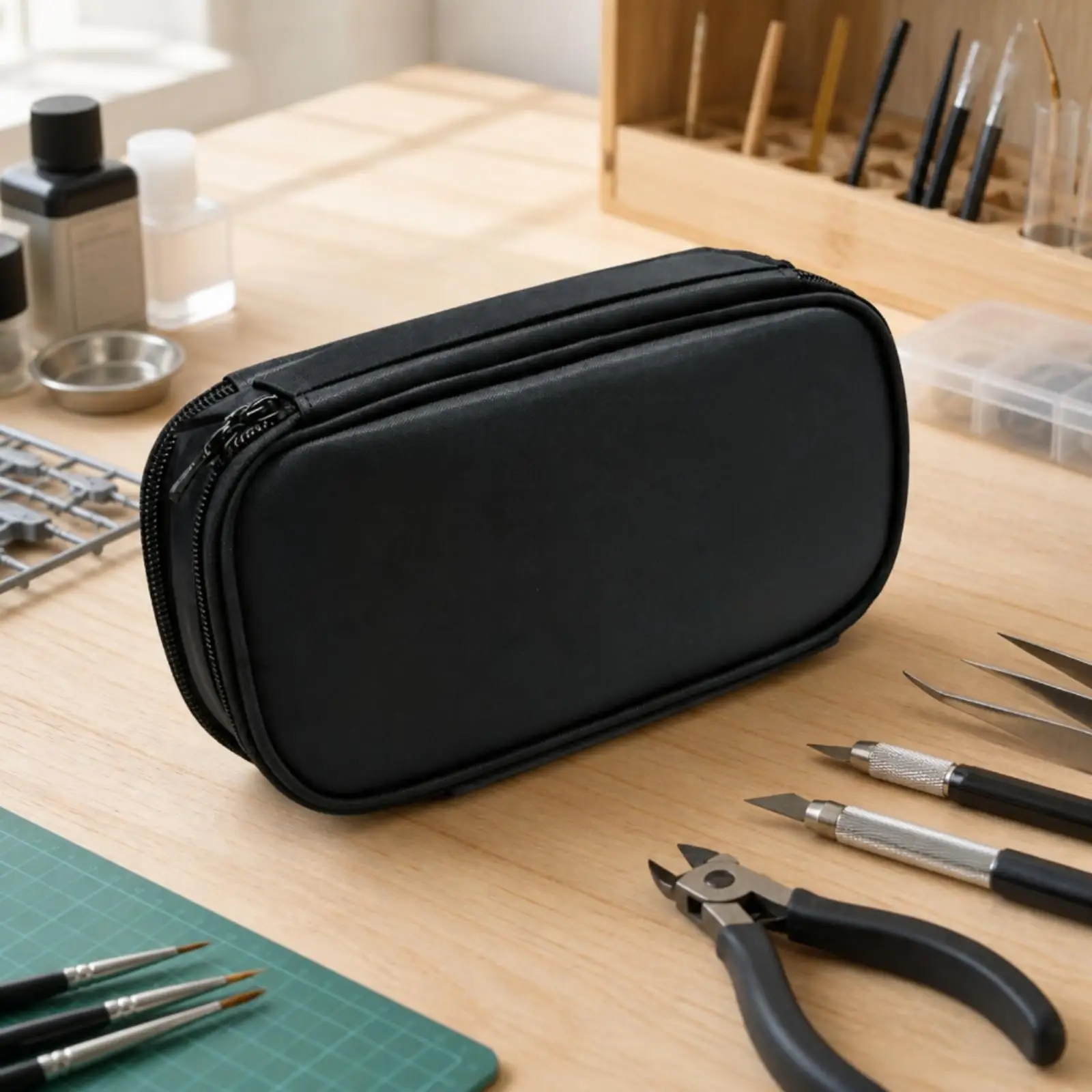 Nylon Hobby Storage Pouch for Model Kit Tools Organizer Case with Compartments Zippered Portable