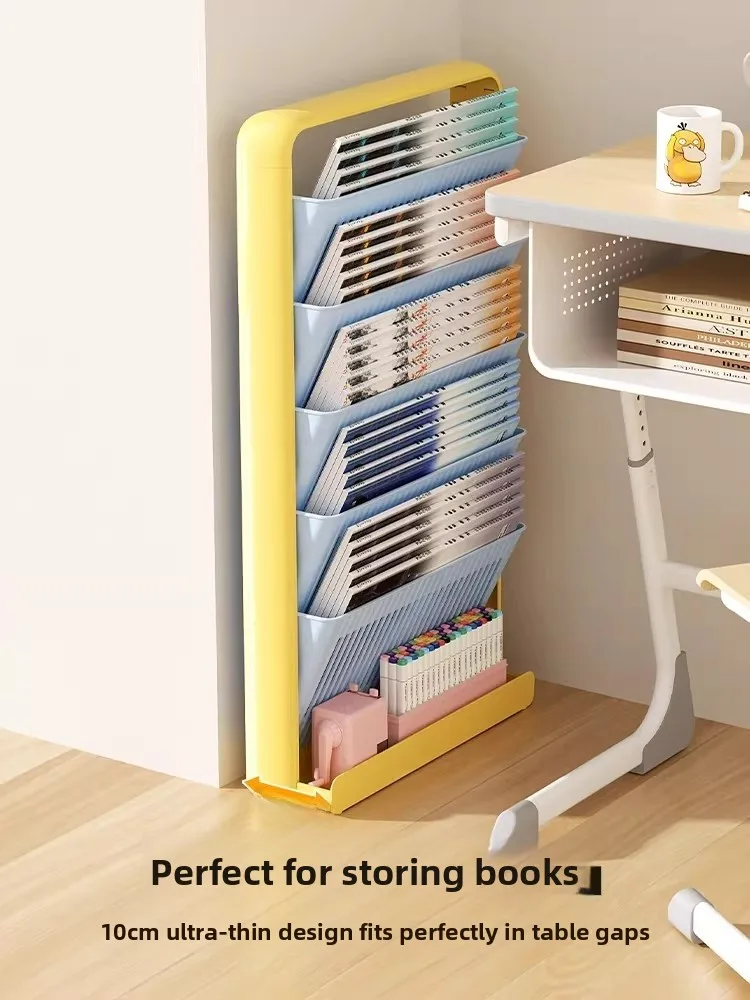 

Dopamine Floor Bookshelf Narrow Wall-Mounted Not Space-Wasting Mobile Roller Equipped Storage Rack for High School Students