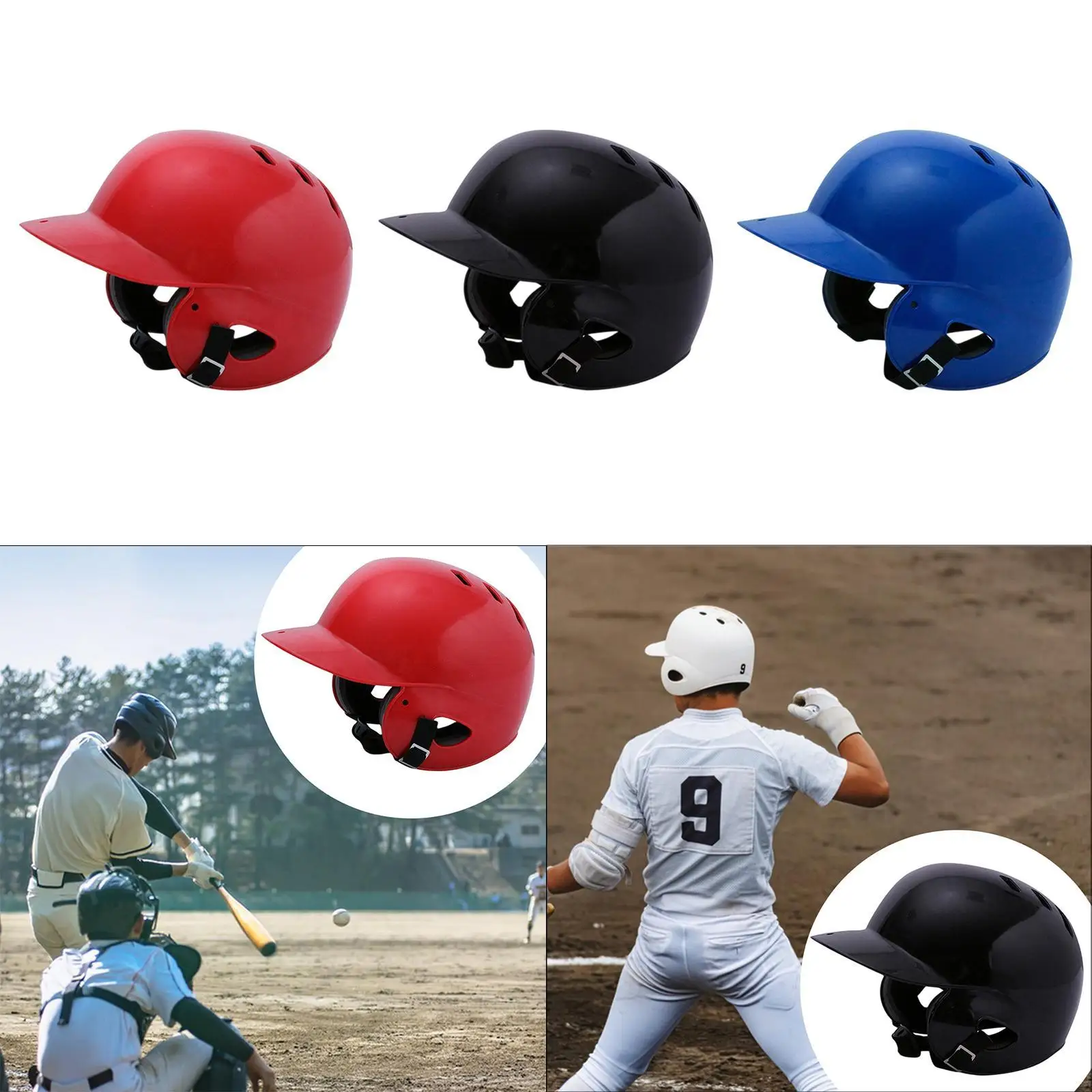 Baseball Batting Helmet Shock Absorbing Double Ear Breathable Fastpitch Guard for Kids for Game Sports Tournament Match Teens