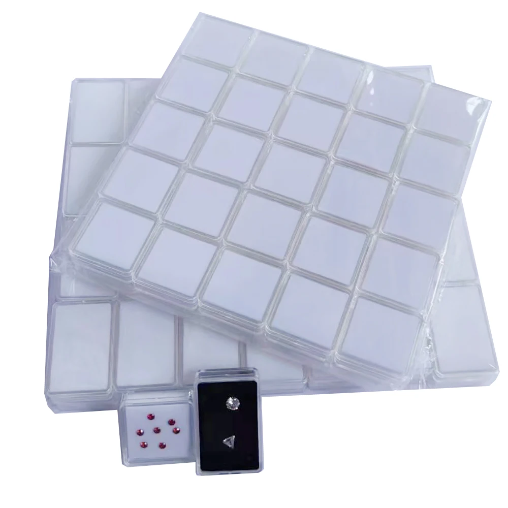 50Pcs Loose Diamond Storage Box Clear Gemstone Organizer Case Charm Holder Bead Container Piercing Jewelry Gem Stone Display Box