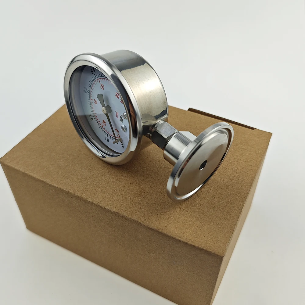 

Tri Clamp(50.5mm) 1.5'' Manometer Mpa/Bar/psi Pressure Gauge SS304 Stainless Steel Body With SS316 Tri Clamp