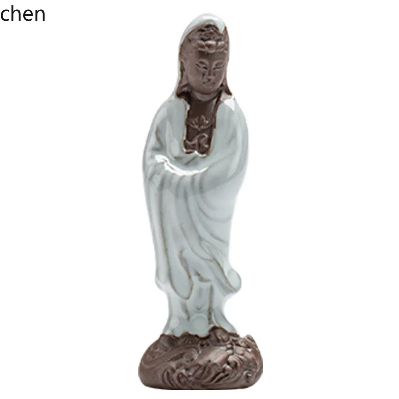 Cz1 ceramic guanyin goddess zen home living room tea pet boutique ornaments creative small ornaments