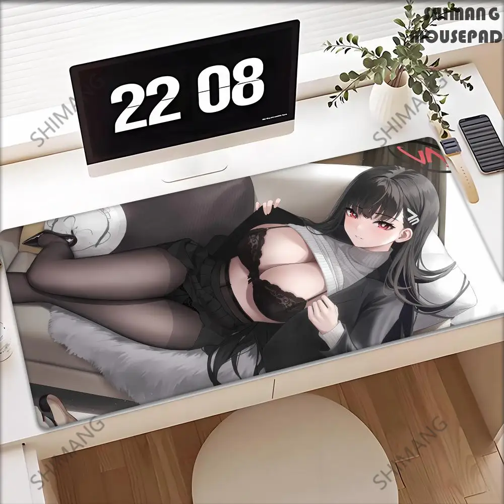 

Game Blue Archive Mousepad Tsukatsuki Rio Deskmat Large Gaming Keyboard Pad Xl Gamer Computer Hentai Girl Deskpad PC Accessories