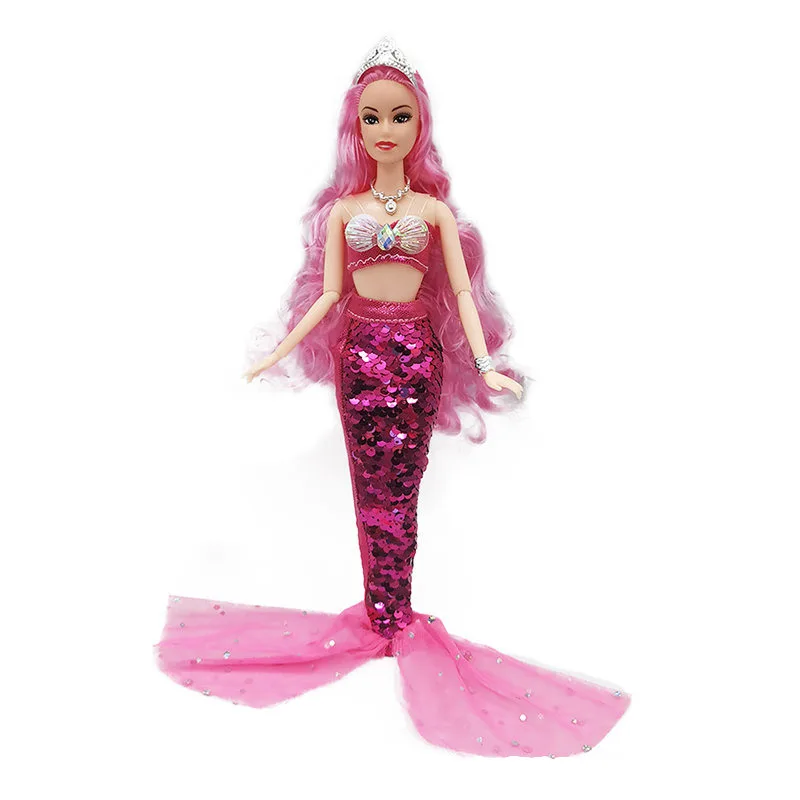 11 Inch Mermaid Doll Full Set Multi Joints Movable 30cm Height Doll with Sequin Skirt Suit Girls Dress Up Toys