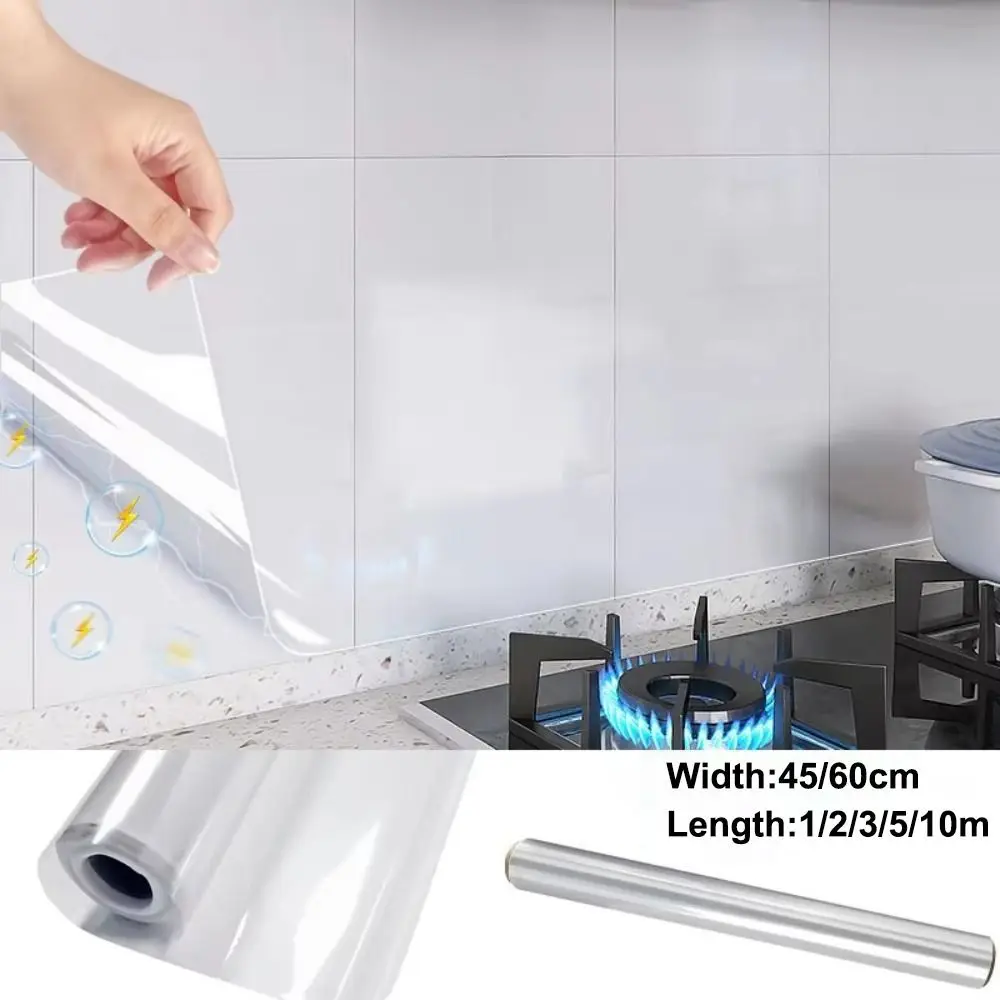 Oil Proof Wall Protector Film Heat-resisting Transparent Waterproof Sticker Electrostatic Adsorption Wall Sticker Stove Cabinet