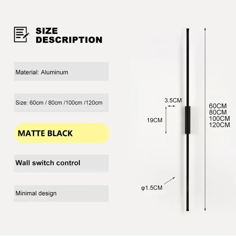 Modern LED Wall Lamp Bedroom Decoration Indoor Fixture Living Minimalist Lines Black Light Sconces Stair Hallway Wall Lights