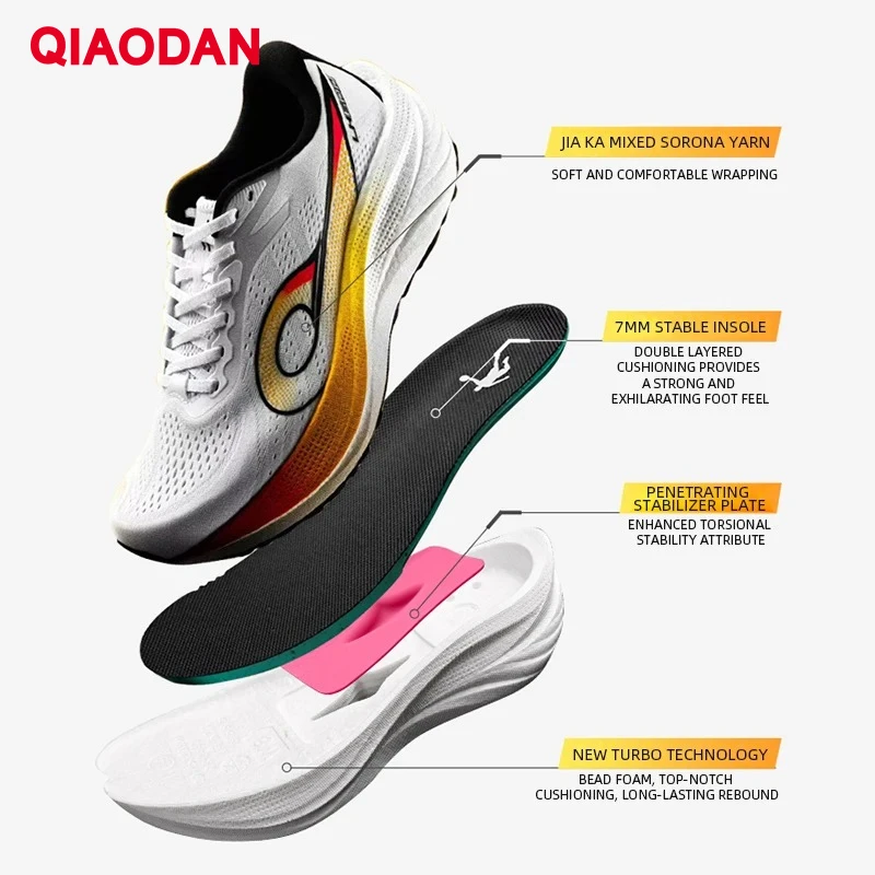 QIAODAN LH600 احذية الجري رجل 2025 وسادة تنفس خفيفة الوزن سميكة سوليد Snti-slip أحذية تدريب QXB023253213R