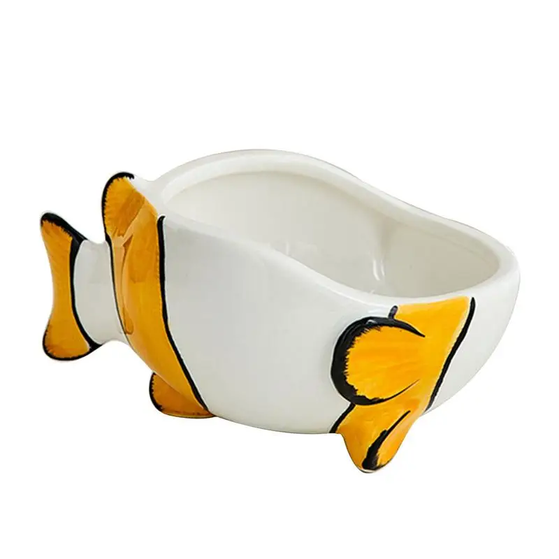 Ceramic Bowl For Cats Clownfish Shallow Wide Elevated Pet Feeding Dish Ceramic Decorative Bowl Decorative Bowls For Home Decor