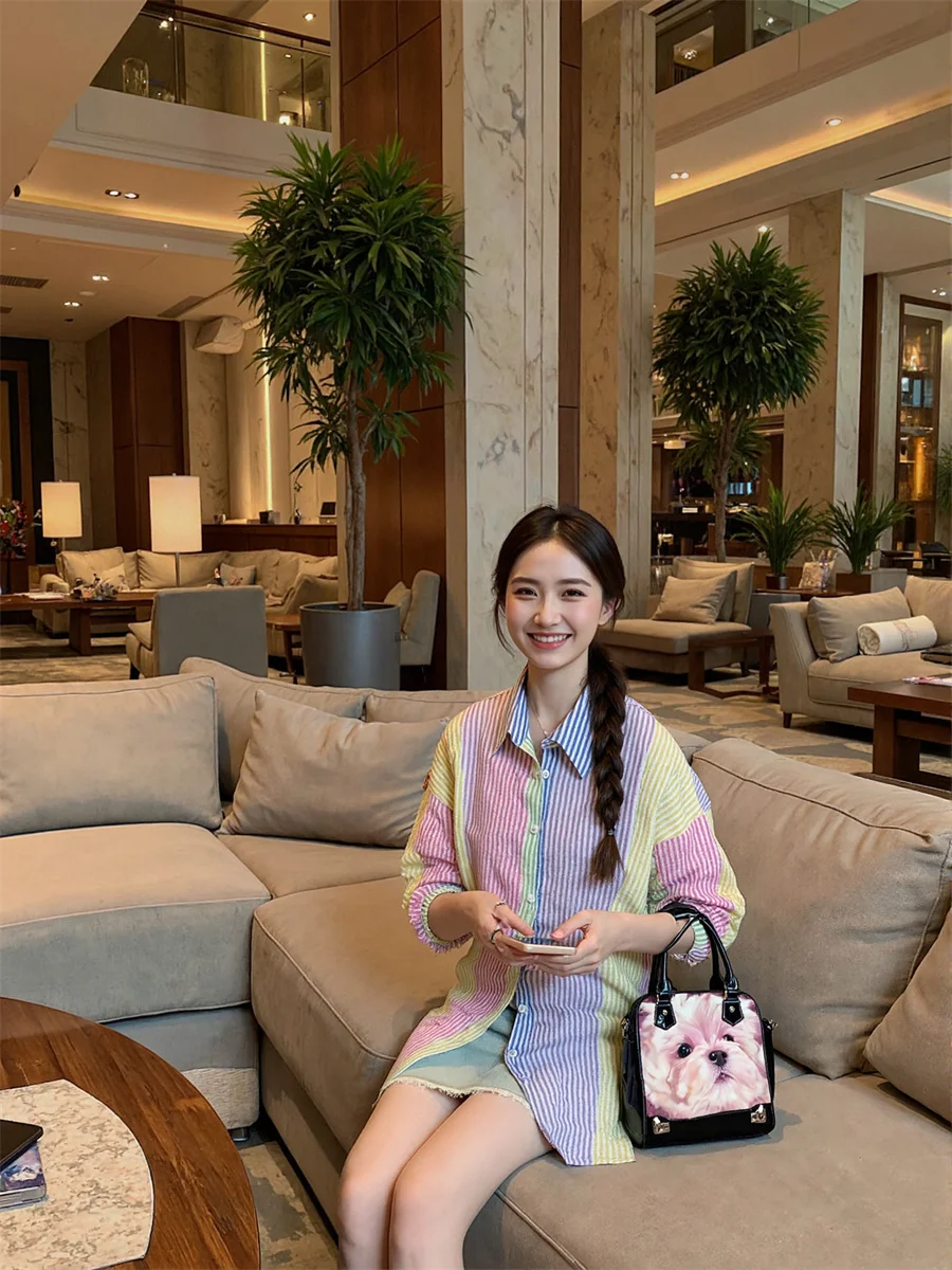 طويلة الأكمام المرأة الصيف قميص المرقعة الديكور الصالحة للأكل شجرة الفطريات الدانتيل طوق ربطة القوس فيونكة تقليم الحلو لطيف بسيط الأساسية لينة الإناث #4