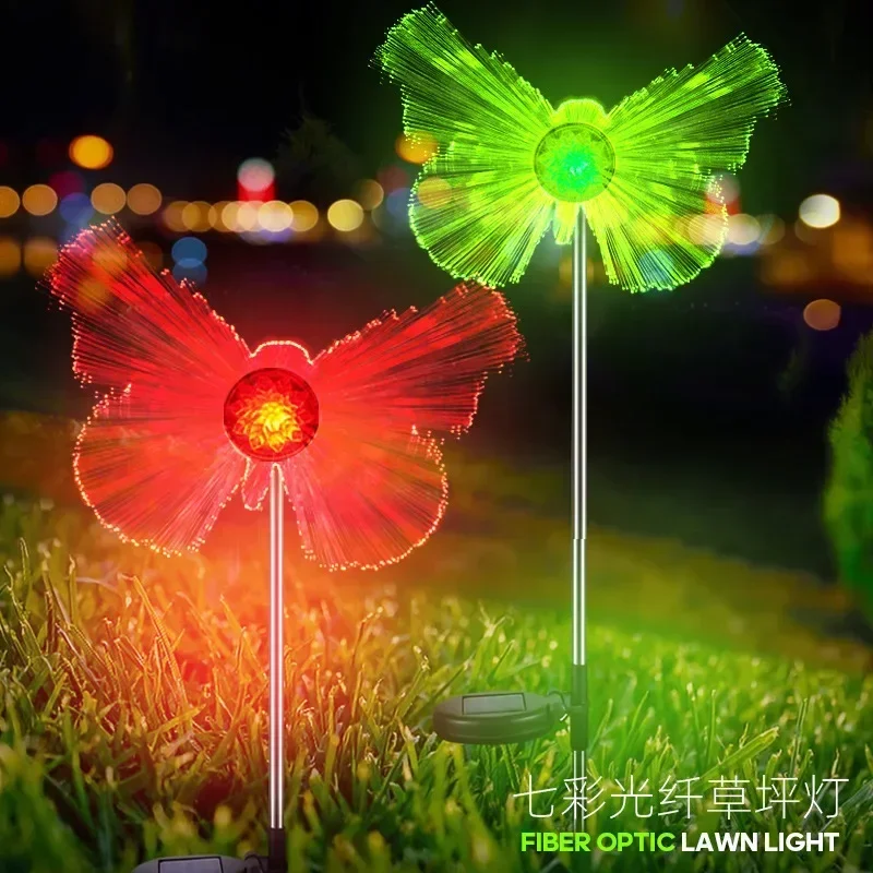 

Solar Butterfly Floor Lamp Community Garden Lamp Lawn Lamps Solar Fiber Optic Jellyfish Lamp Decorative Outdoor Landscape Light