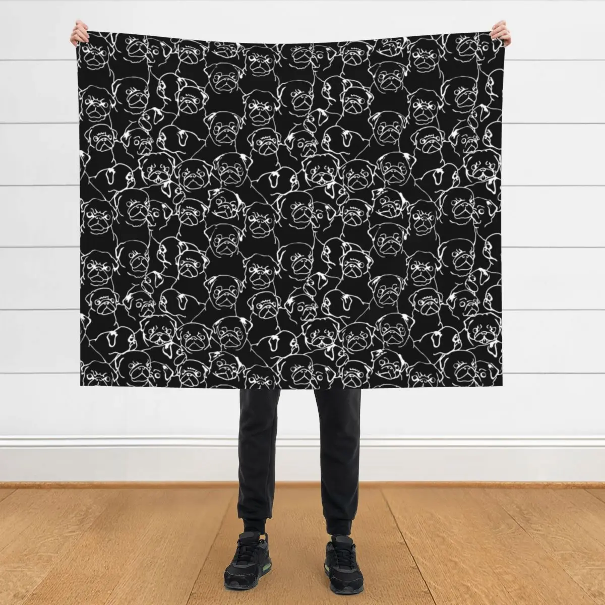 

Oh Black Pugs Throw Blanket Stuffeds Hair Designers Blankets