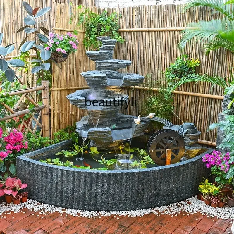 Rockery Flowing Water Fountain Company Floor Decoration Ornament Outdoor Garden Landscape Arrangement Fish Pool