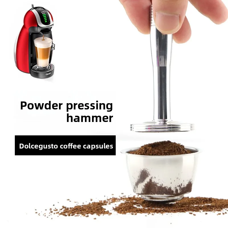 Dolce Gusto Compatible Coffee Capsule Tamper - New Stainless Steel Powder Press Tool with Solid Metal Base for Barista Use