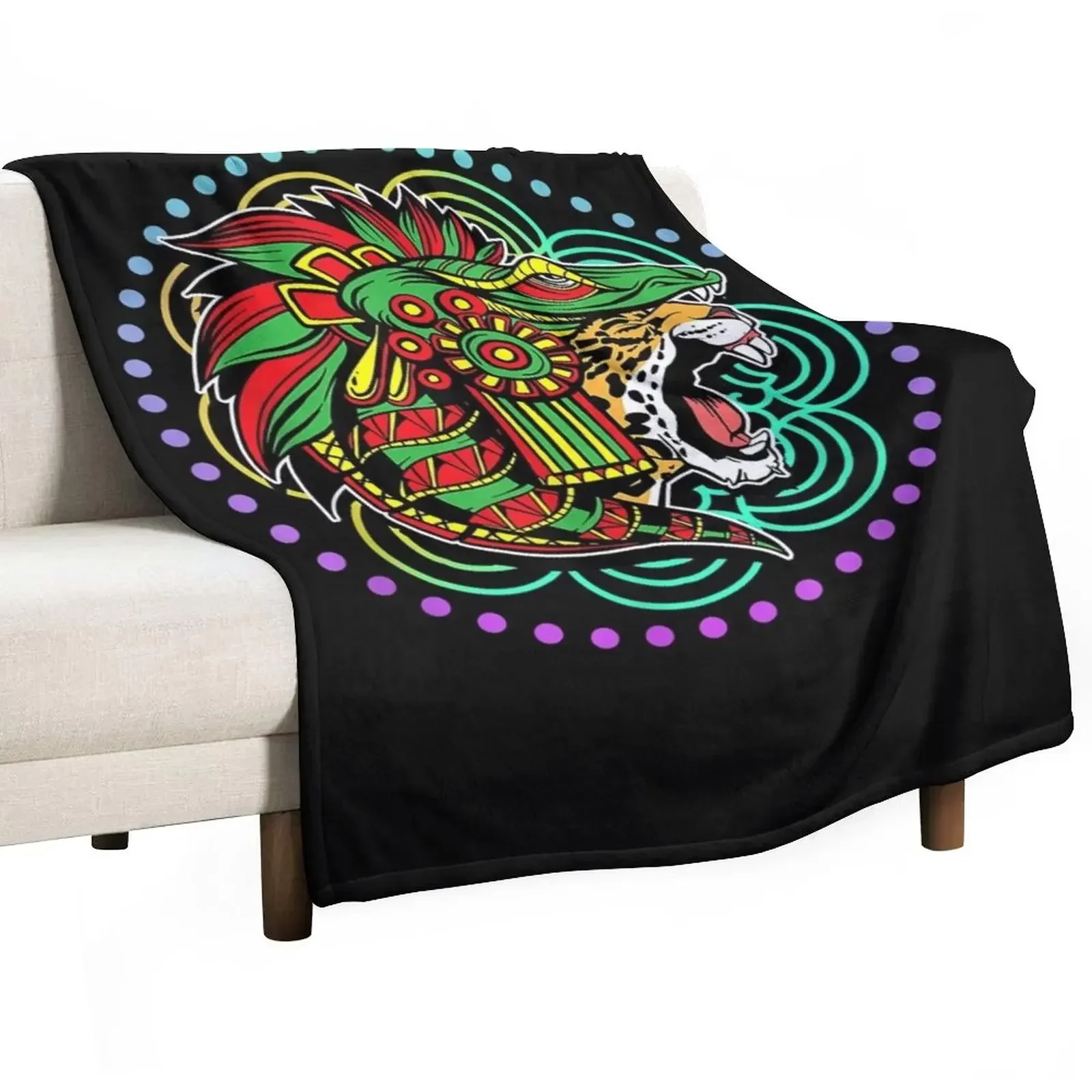 Aztec Jaguar Ancient Warrior Native Mexican Mythology Throw Blanket Shaggy sofa bed Soft Beds Blankets