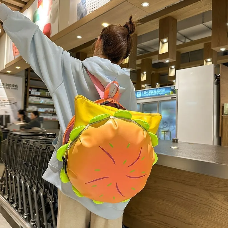 Cartoon Campus Student Same Cheeseburger Backpack Cute Little Red Book Large Capacity Hamburger School Bag Backpack Personality