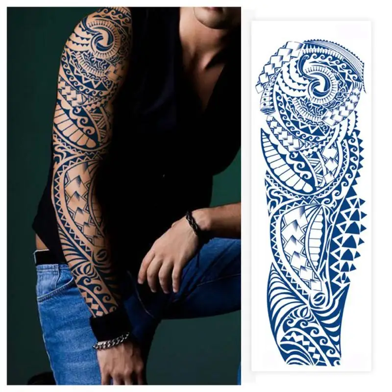 Juice Tattoo Natural Ink Long Lasting 2 Weeks Semi-permanent Water Transfer Tattoo Stickers Large Size Arm Sleeve Tattoo Men Boy