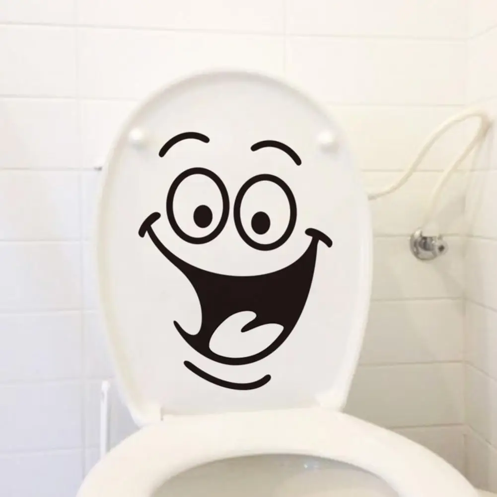 Sticker Decal Removable Self-adhesive PVC Funny Smile Face Wall Sticker DIY Bathroom Toilet Seat Art Wall Sticker