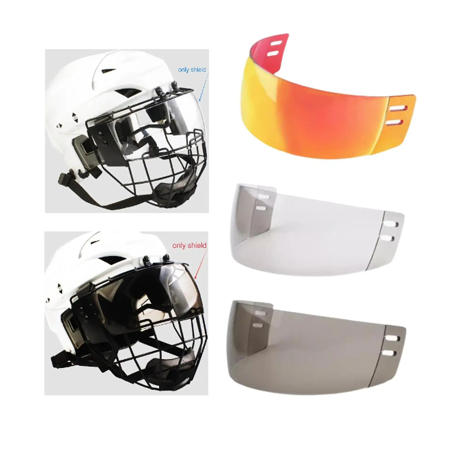 Visière de casque de hockey portable pour adultes, masque de protection, facile à installer, protection des yeux, anti-rayures, pratique