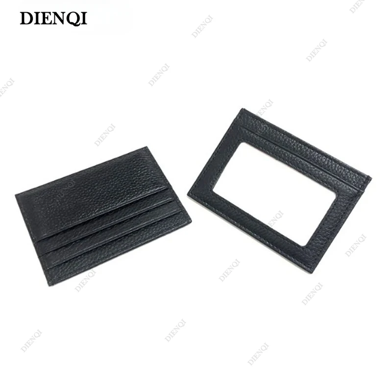 Titular do cartão de crédito de couro genuíno fino minimalista carteira pequena titular do cartão das mulheres dos homens carteira feminina clipes de cartão de luxo