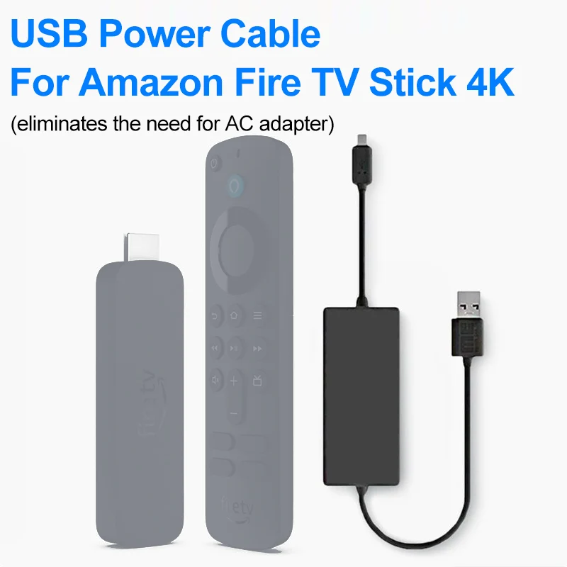 محول كابل طاقة USB لجهاز Amazon Fire TV Stick 4K، أعواد تلفزيون تدفق الطاقة مباشرة من منفذ USB للتلفزيون يزيل محول التيار المتردد