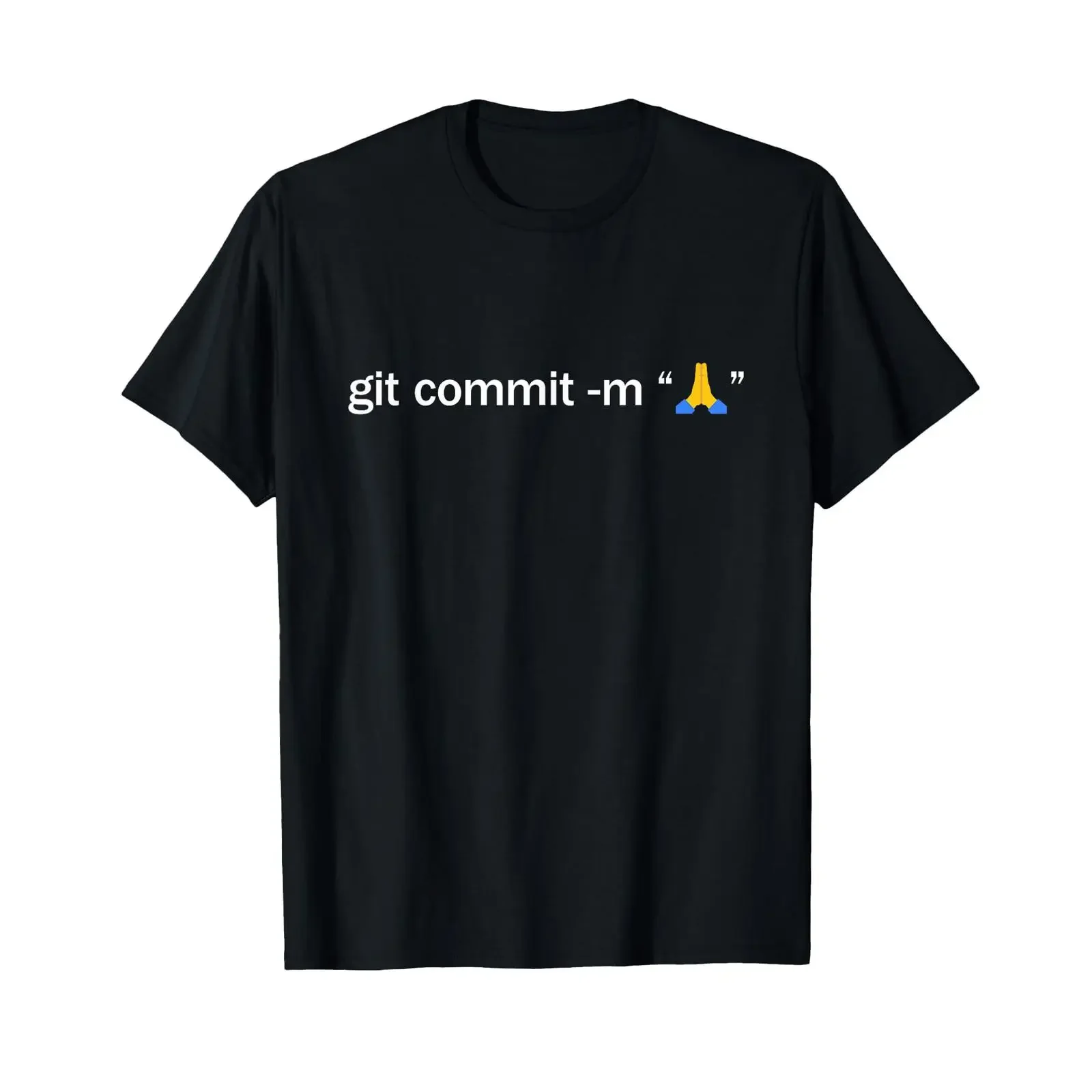 Git Commit Prayer Hands Programmer Coder Software Engineer T Shirt black vintage Washed Stretched Breathable Soft