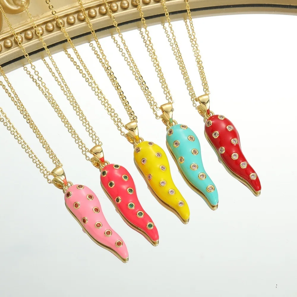 New retro oil drop dyeing process 14k copper plated o-chain pendant collarbone chain necklace women's exquisite