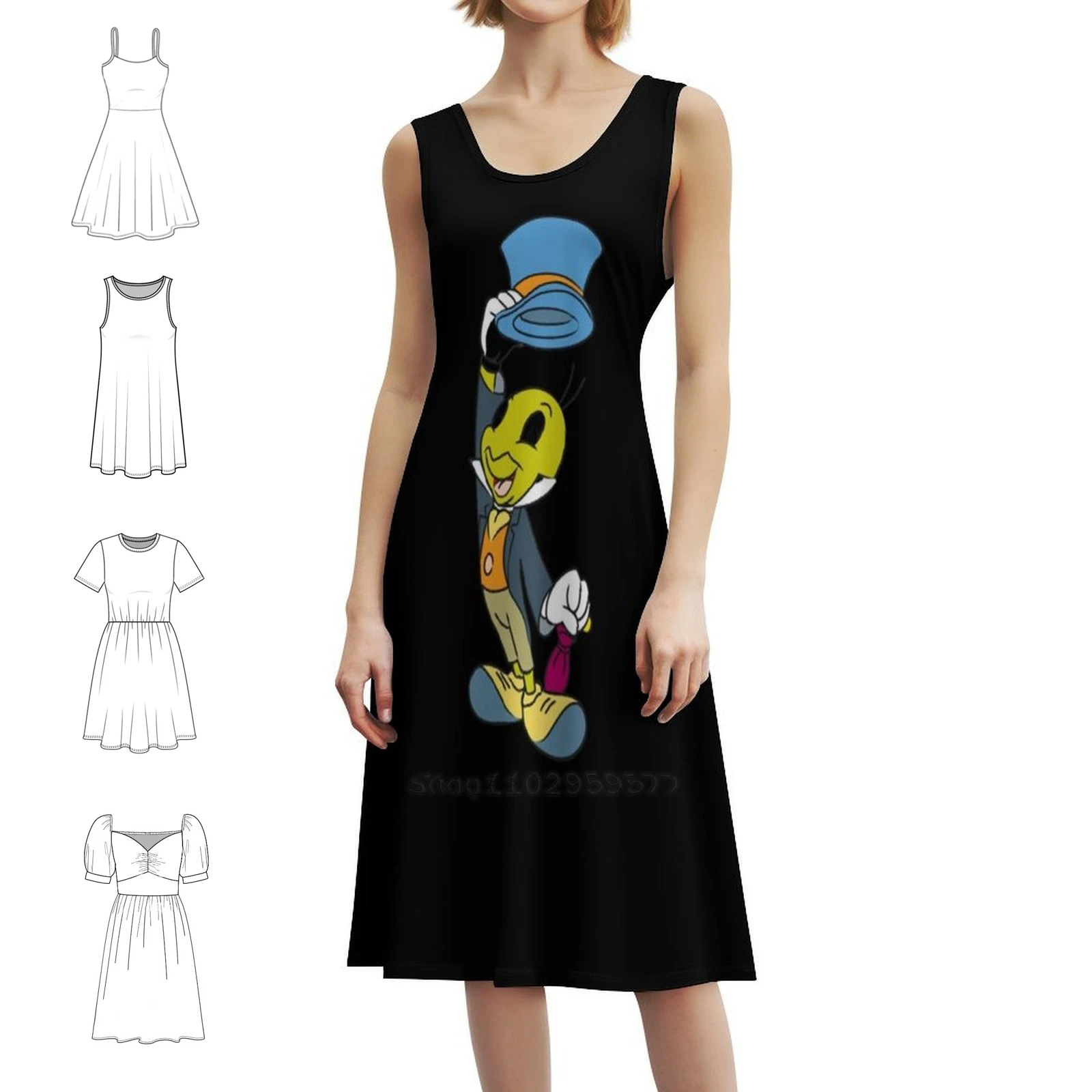 Jiminy الكريكيت الكلاسيكية تي شيرت المرأة الشارع الشهير فستان الحفلات العصرية طباعة نادي الملابس للإناث جيمييني الكريكيت الكلاسيكية #1