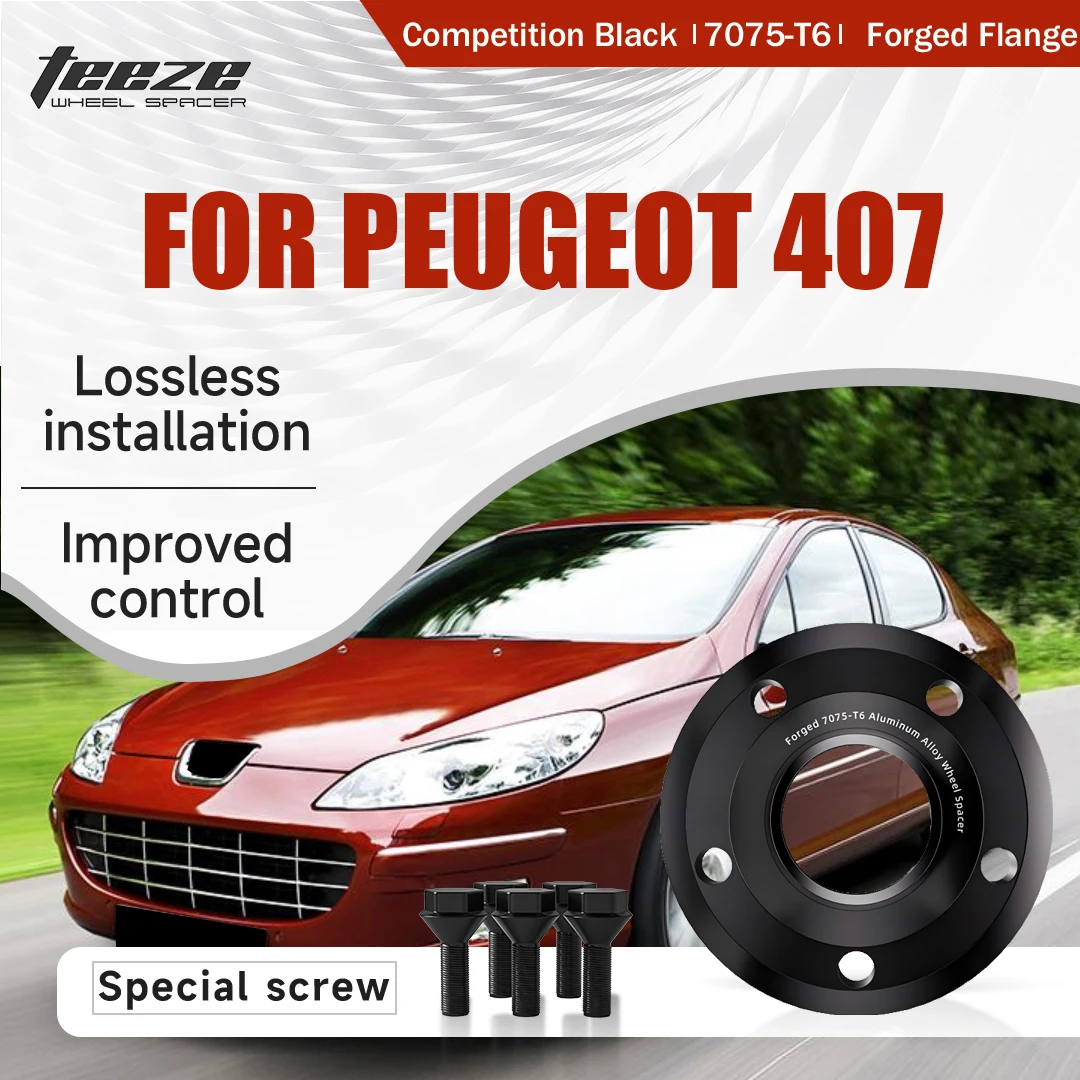 

Teeze 2/4pcs 5x108 CB 65.1 M12 x 1.25 Hub Centric Black Forged wheel spacer For Peugeot 407 Flange Plate 15/20/25/30mm