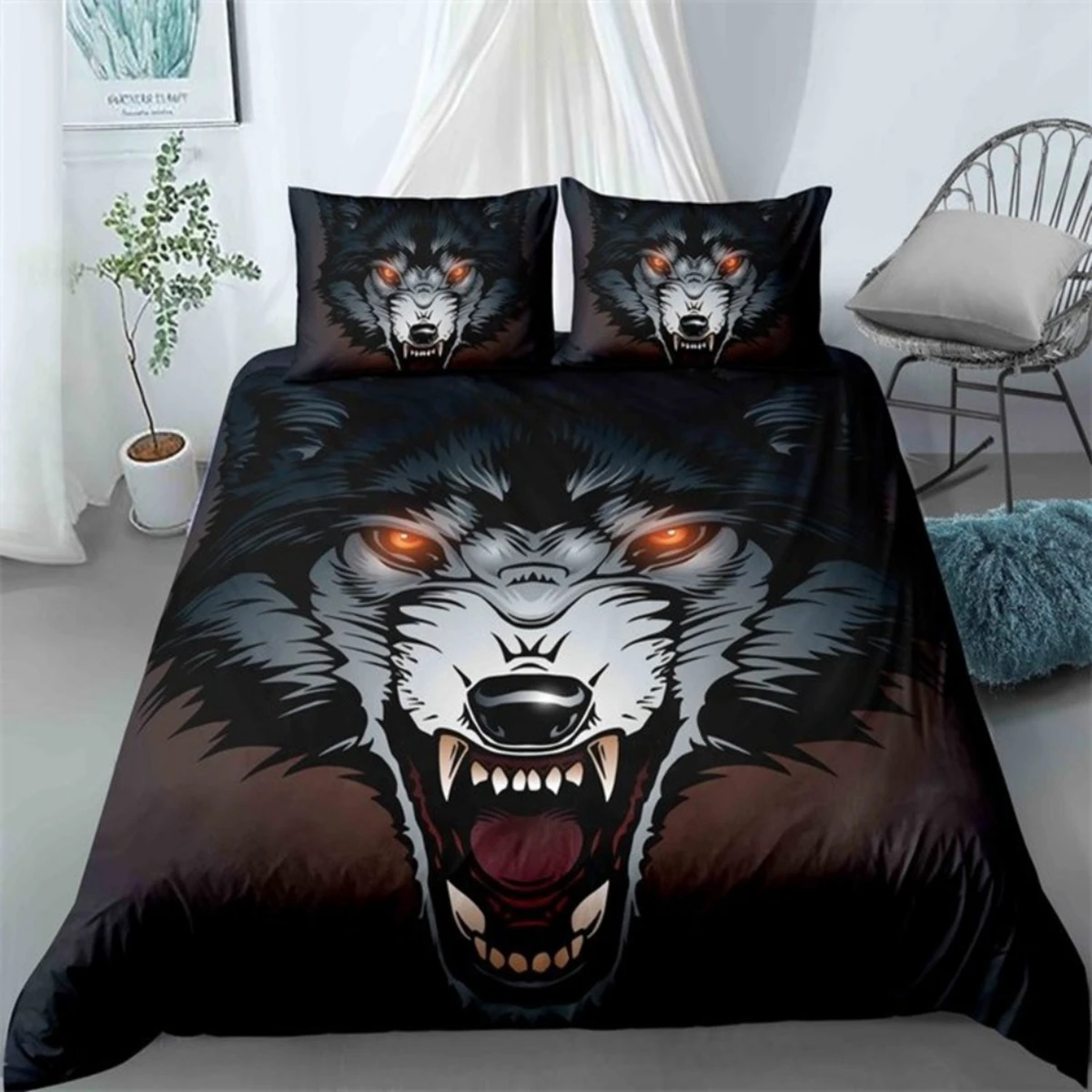 Wolf Moon Bedding Set Animal 3D Polyester Pillowcases Quilt Cover Home Decor Gift Twin King Queen Duvet Cover Set