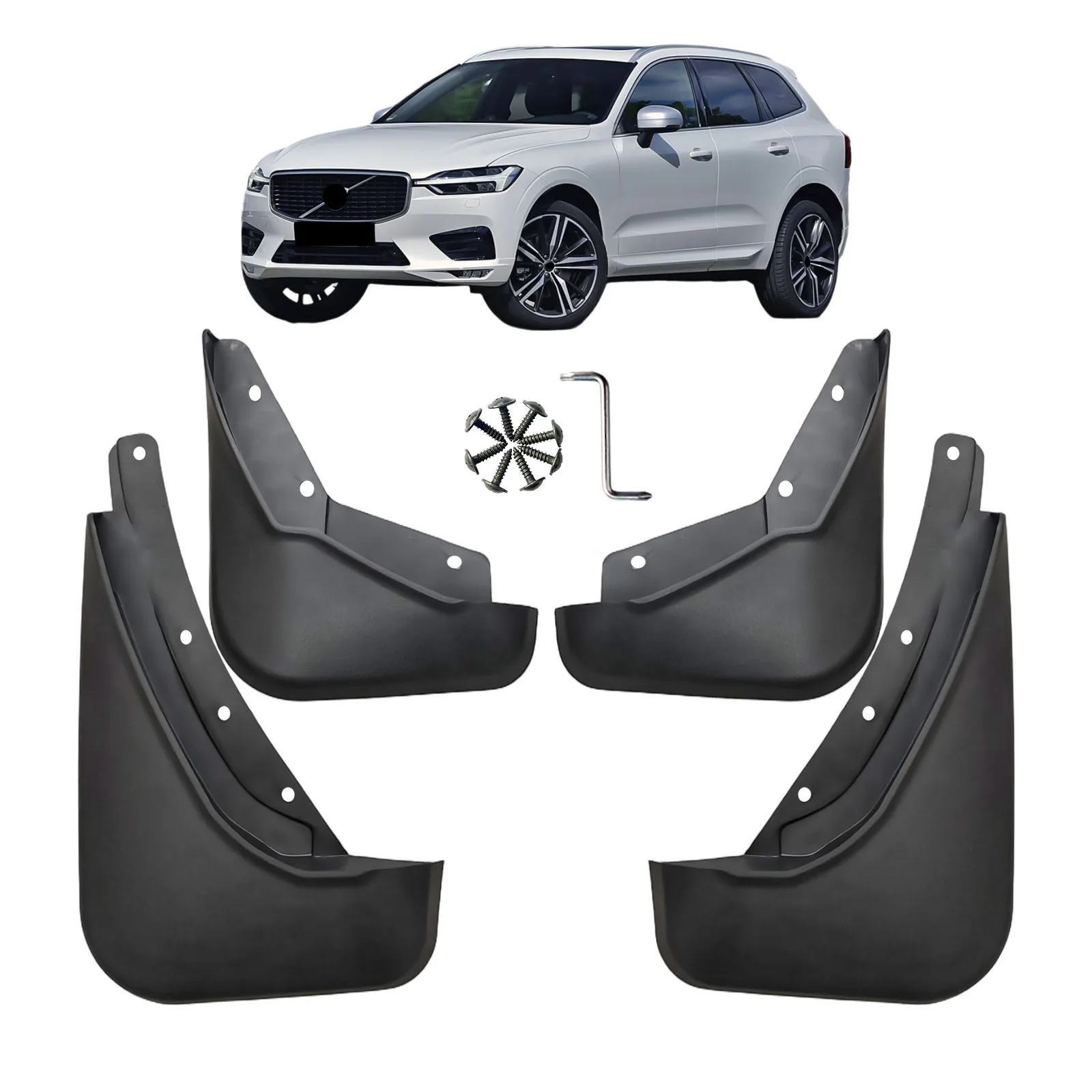 Mud Flaps for Volvo XC60 2nd Gen T4/T5/T6/T8/D3/D4/D5/B4/B5/B6 2017-Now 4pcs Car Mudguards All-Weather Protection